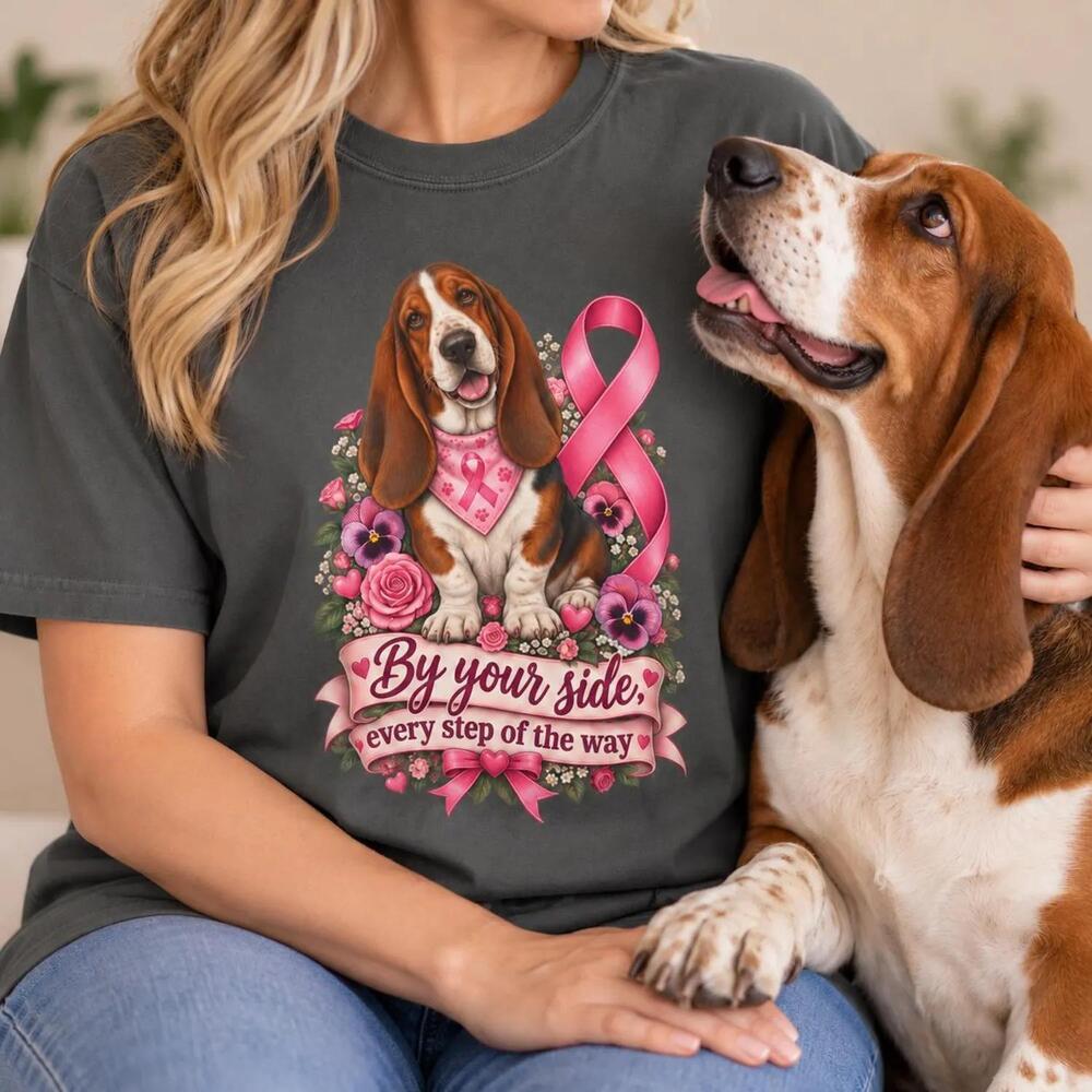 Basset Hound Ribbon Shirt, Gift, Supportive Apparel, October